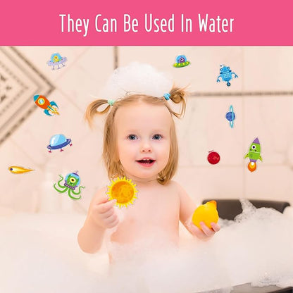 40PCS Space Jelly Stickers, Universe Thick Window Door Clings Removable Reusable Planet Gel Clings Decals for Kids Toddlers Adults Home Classroom Nursery Decorations Party Supplies (Not Edible)