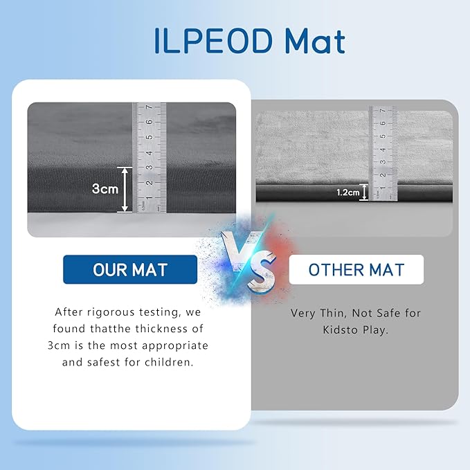 Baby Play Mat for Floor Tummy Time Mat Nursery Muscle Area Rug Playroom Rug Tatami 65"*50" Memory Foam 1.3" Thick Crawling For Babies,Toddlers, Infants, Kids,Floor(Grey)