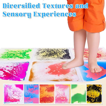 Liquid Lava Tiles for Kids： 11.8x11.8 in Educational Play Mat with Non-Slip Base Develop Motor Skills & Creativity for Children 3-12 Years（6PTFM3