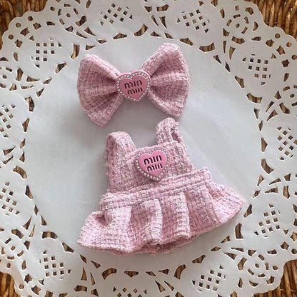 Clothes for(NO Doll), 15cm/17cm Doll Accessories Suit ,ute Miniature Fashion Accessories - Pink Heart Premium Outfit, Play & Collector(Pink - Sweater, S)