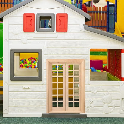 DOITOOL Dollhouse Double Doors 1: 12 Scale Dollhouse Furniture DIY Miniature Doors and Windows Dollhouse Accessories Miniature Window Frames 28 Panes Dollhouse Furniture Model