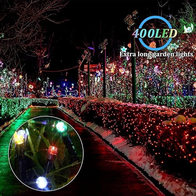 Solar Christmas Lights Outdoor, Upgraded 137FT 400LED Power with Remote,19 Modes Waterproof Solar String Lights for Outside Garden Home Christmas Decorations (Multicolor)
