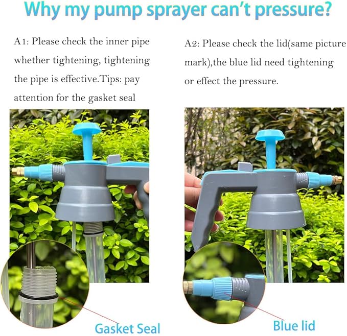 MRPAPA Garden Pressure Sprayer, 2 Liter/4.5 Pints, Handheld Pressure Plant Spritzer, Set of 2,Blue