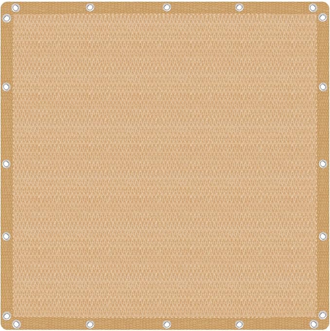 VICLLAX Shade Fabric Sun Shade Cloth with Every 2 FT Grommets for Patio Garden Pergola Cover Canopy 15x21 FT, Wheat