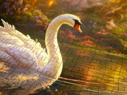 1000 Pieces Jigsaw Puzzle for Adults – Matte Finish, Soft Touch, Easy to Assemble, Tight Fit, Vivid Colors, Missing Pieces Service – Swans Flower Pond and Fantasy Forest House by ENJOY Puzzle