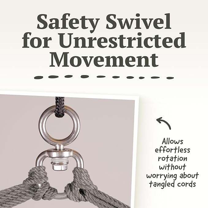 LA SIESTA® - XL King Domingo Hammock Swing Chair - Weather & Tear Resistant Hanging Hammock Chair - Indoor Outdoor Hammock Chair Swing - Hanging Chair for Patio Porch Bedroom - Max 355 Lbs, Almond