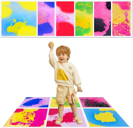 Liquid Lava Tiles for Kids： 11.8x11.8 in Educational Play Mat with Non-Slip Base Develop Motor Skills & Creativity for Children 3-12 Years（6PTFG1