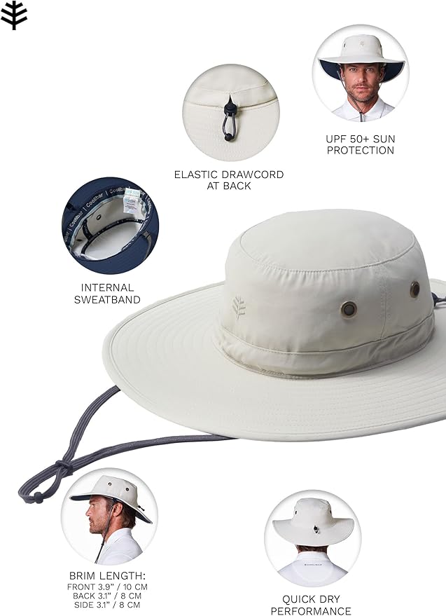 Men's Shapeable Wide Brim Hat - UPF 50 Sun Protection - Maximum Coverage on Your Next Adventure - Sun Fearless Leo Hat