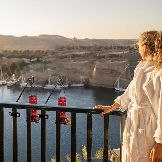 2 Packs 11 inches Fence Deck Hook Rail Hook Hanging Hook Mounting Kit Heavy Duty Bird Feeder Hook Decorative Hook Hanger for Bird Feeders Planters Suet Baskets Lanterns on Balcony Porch Railing Fence