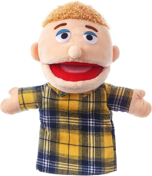 1 Pcs Family Hand Puppets 12 Inch Grandparents, Mom & Dad, Brother & Sister Plush Hand Puppet Toys Role-Play Toy Puppets for Kids Storytelling Imaginative Pretend Play Teaching Preschool(Brother)