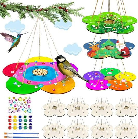 12 Pack Bird Feeder Craft Kits for Kids Ages 3-5 4-8 8-12, DIY Wooden Art Painting Outdoor Bulk Toys for Boys & Girls, Easter Christmas Gifts, Party Favor Gifts for Nature Loving Children