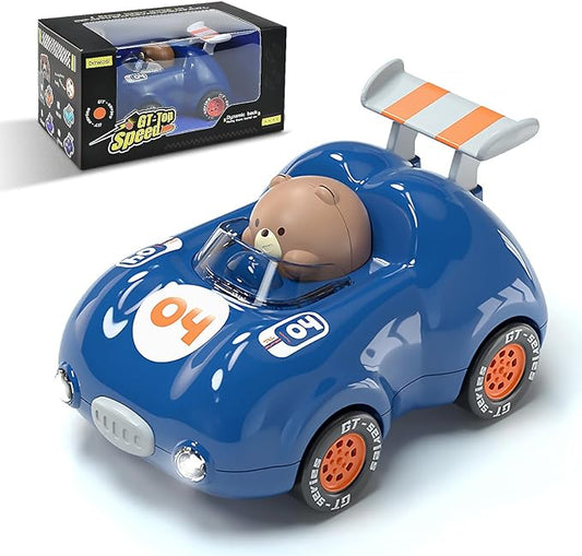 1-3 Years Old Kids Activated Light-up Car for Toddler -3-6 Years Old Inertia Drive Pull Back Car - Boys Girls Baby Birthday Xmas Party Toys Car (Dark Blue)