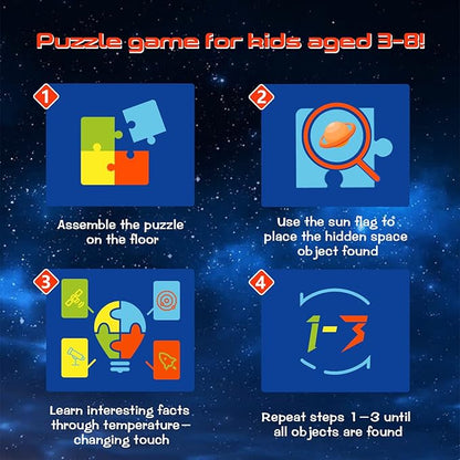 TAOZI&LIZHI Solar System Puzzles for Kids Ages 4-6, 6-8, Large 48 Pieces Round Space Planets Toddler Puzzle Age 2-4, Jigsaw Floor Puzzles for Kids Ages 3-5, Puzzles Gifts for Boys Girls Children