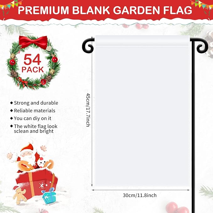 Shimeyao 54 Pcs Blank Sublimation Flags DIY Lawn Garden Flags 11.8 x 17.7 Inches Polyester Blank Heat Transfer Banner for Valentine's Day Wedding Indoor Outdoor Party Decoration