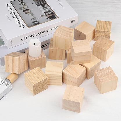 60 Packs Wooden Blocks for Crafts, 2 Inch Pine Wood Cubes, Wooden Cubes for Paint, Stamp, Decorate, DIY Projects and Personalized Gifts,by GNIEMCKIN.