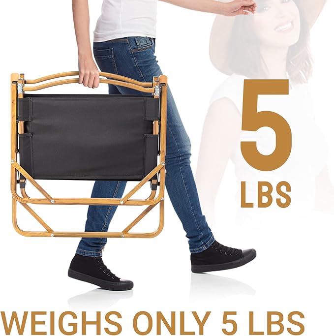 Outvita Portable Folding Camping Chair, Ultralight Low Beach Chair, Durable Aluminum Frame Armchairs for Hiking Concert Fishing Picnic, Supports 221Lbs