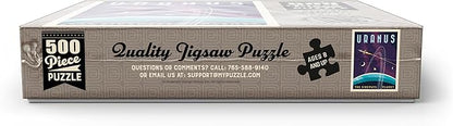 MyPuzzle Uranus: The Sideways Planet, Vintage Poster - Premium 500 Piece Jigsaw Puzzle for Adults