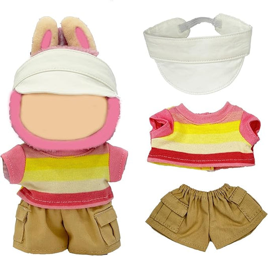 17cm Doll Clothes, Cute Outfits Set for 17cm Doll, 3 Piece Set Hat Clothing, Casual Adorable Dolls Clothes Accessories (No Doll)