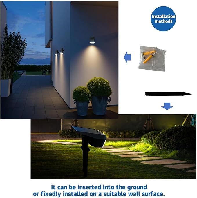 Outdoor Light Solar-Powered 3 Levels of Brightness，Waterproof IP65 can be Installed on Walls, Beside walkways, on lawns and Near Green Plants- 4 Pack (Warm)