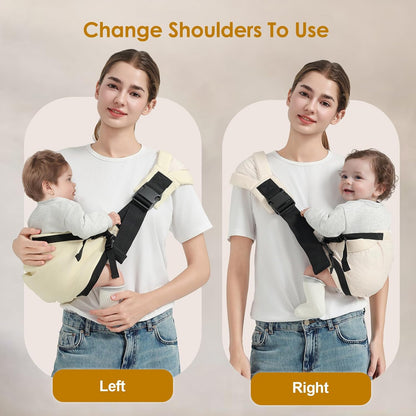 Toddler Sling Carrier, Easy to Wear Baby Carrier Sling 7-40 lbs, Adjustable Lightweight Baby Wrap Sling, Perfect Toddler Hip Carriers One Size Fits All, Beige Mesh