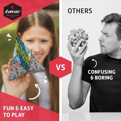 Geometric Origami Puzzle - Infinity Fidget Cube for Adults, Kids & Teens – Mesmerizing & Magnetic Shape Shifting Box w/ 48 Rare Earth Magnets - by Fun in Motion Toys (Scribble)