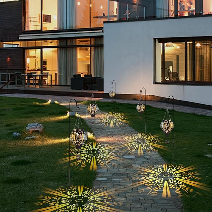 pearlstar Hot Air Balloon Solar Lantern Outdoor Waterproof Hanging Solar Light Decorative for Table Patio Yard Garden Lawn Landscape Lighting, Gardening Gift for Women Mom, Flower