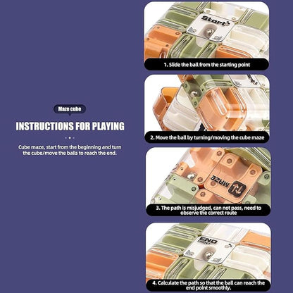 Large Labyrinth 3D Puzzles Maze Cube - Engaging Brain Teaser Toy, 3D Maze Ball, Magic Cube & Ball Dual-Use, Improve Spatial Recognition, Relieve Stress, and Cultivate Logical Thinking (Natural)