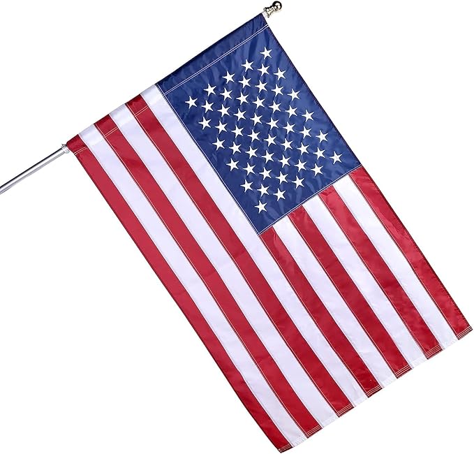 American Flag Pole Sleeve-American Flags for Outside 3x5 (Pole Not Included), Embroidered Stars, Sewn Stripes, UV Protected, American Flag Banner