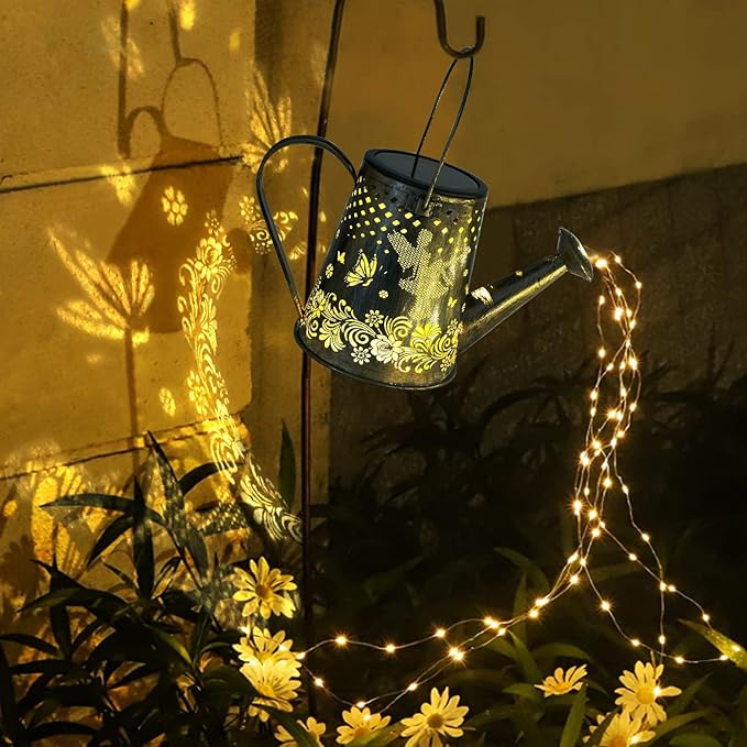 YJFWAL 2 Pack Watering can with Lights, Solar Watering can Lights, Memorial Gifts Garden Decor Outdoor Lanterns Waterproof for Garden Table Patio Yard Pathway Walkway