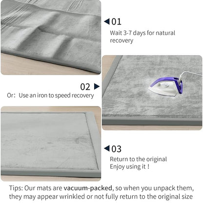 ACOMOPACK Baby Play Mat for Floor 1.3" Thick Memory Foam Play Mat 71"×79" Tummy Time Crawling with Non-Slip Bottom for Living Room,Nursery,Soft Velvet Playpen Mats for Kids,Infants（Light Grey）