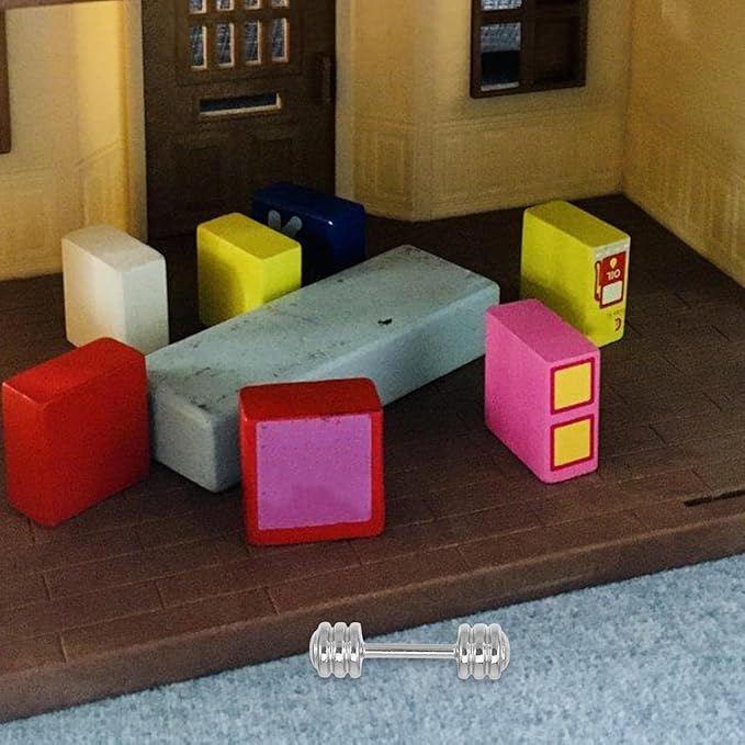 5PCS Miniature Dumbbells,1:12 Miniature Gym Equipment Dollhouse Tiny Dumbbell Toys for Doll House Decoration - 1.1Inch