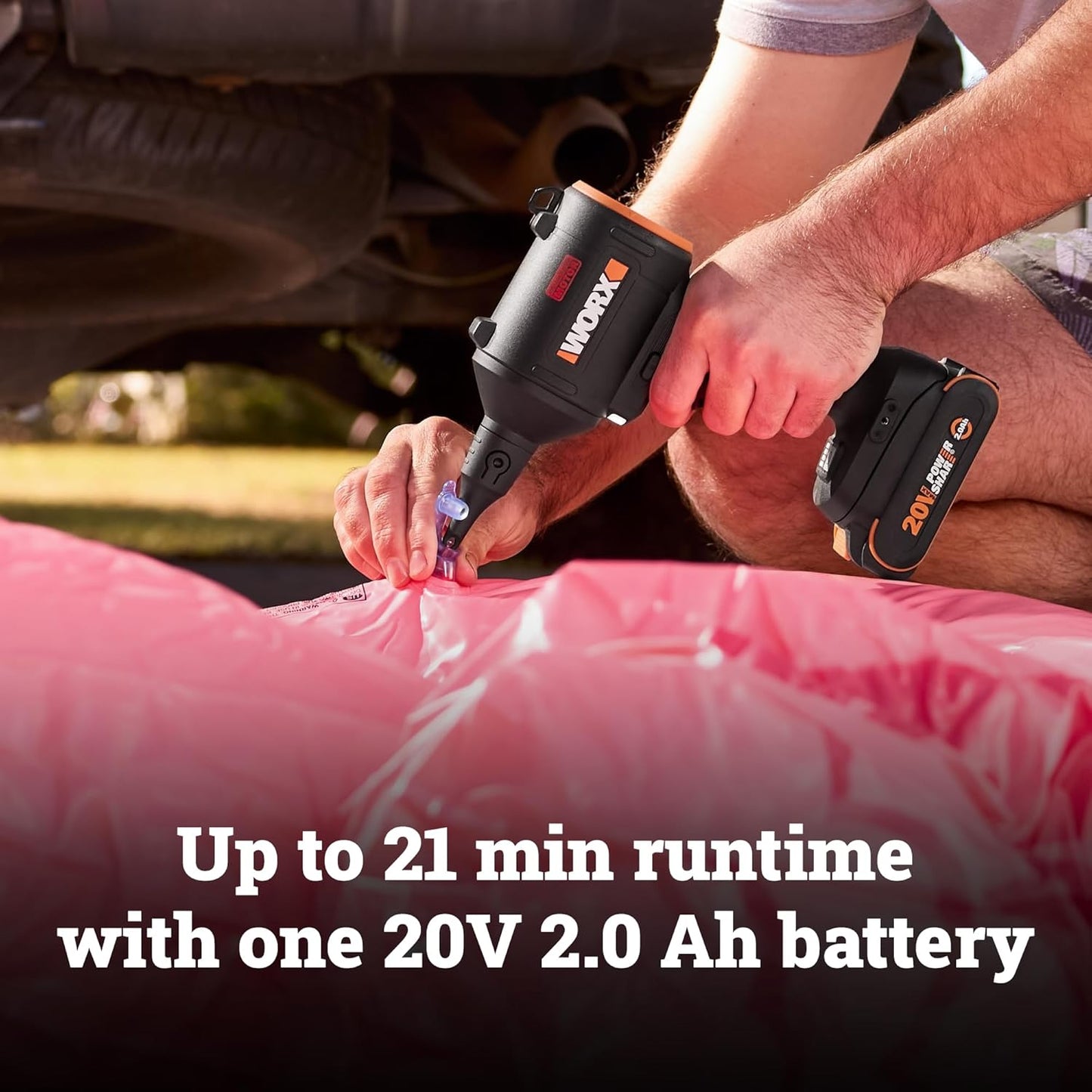 WORX Cordless Blower/Inflator, 20V 39 CFM 470 MPH Brushless High Speed Portable Dust Cleaner for Workshop, Lawn, Yard, Home, Lightweight Handheld Blower, Battery and Charger Included,WX099L PowerShare