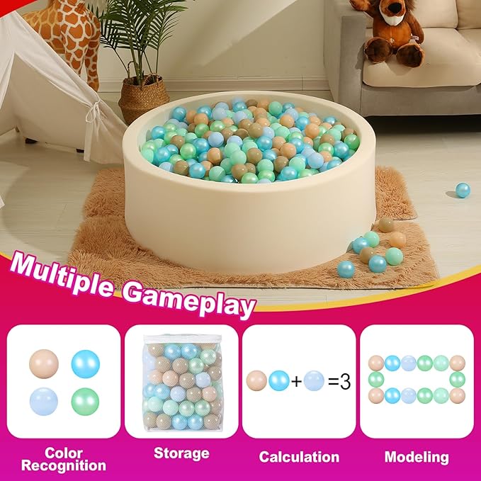 Realhaha Ball Pit Balls 50 100 200 500 Play Balls Plastic Balls for Baby Girls Toddlers Kids Play Tent Pool Playhouse Playpen Party Decoration