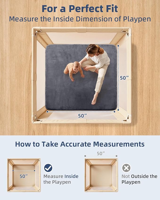 SEPARO Thick Baby Play Mat for Floor,50 x 50 Playpen Mat,Tummy Time Foam Mats,Ultra Soft Support & Plush Feel,Easy Care with Non-Slip Cushioned for Infant,Kids and Toddler Crawling, Dark Grey