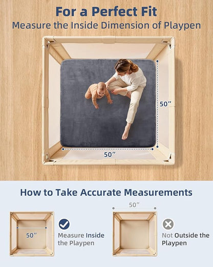 SEPARO Thick Baby Play Mat for Floor,50 x 50 Playpen Mat,Tummy Time Foam Mats,Ultra Soft Support & Plush Feel,Easy Care with Non-Slip Cushioned for Infant,Kids and Toddler Crawling, Dark Grey