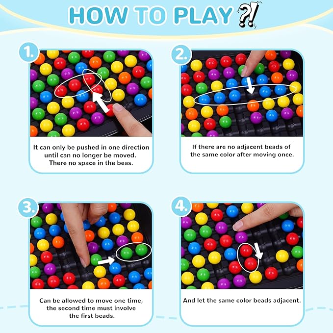 120 Pcs Dual Dual Intellectual Chessboard, Strategy Puzzle Board Game for Kids, 2 to 4 Players Family Travel Party Games, Rainbow Game Marbles Gifts for Boys Girls