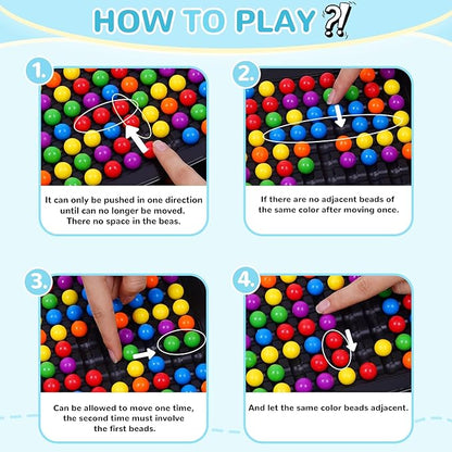 120 Pcs Dual Dual Intellectual Chessboard, Strategy Puzzle Board Game for Kids, 2 to 4 Players Family Travel Party Games, Rainbow Game Marbles Gifts for Boys Girls