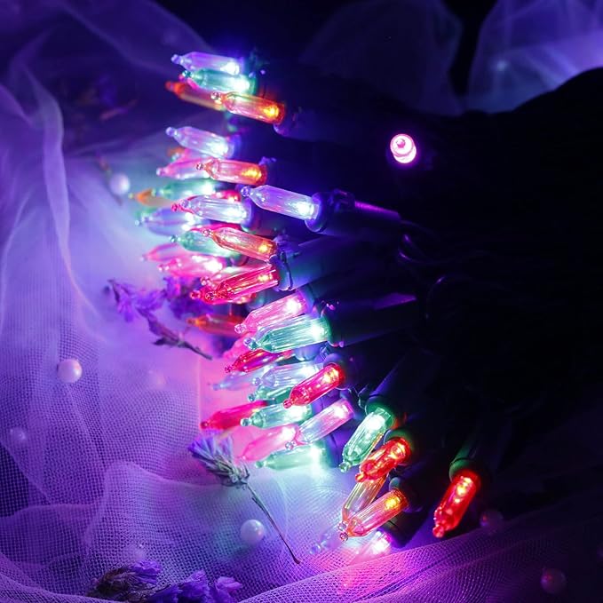 Multicolor Christmas LED Lights - 100 Count Multi-Colored Holiday String Lights for Tree, Party, Wedding, Indoor and Outdoor Use, 33 Feet Green Wire, UL Certified, Connectable