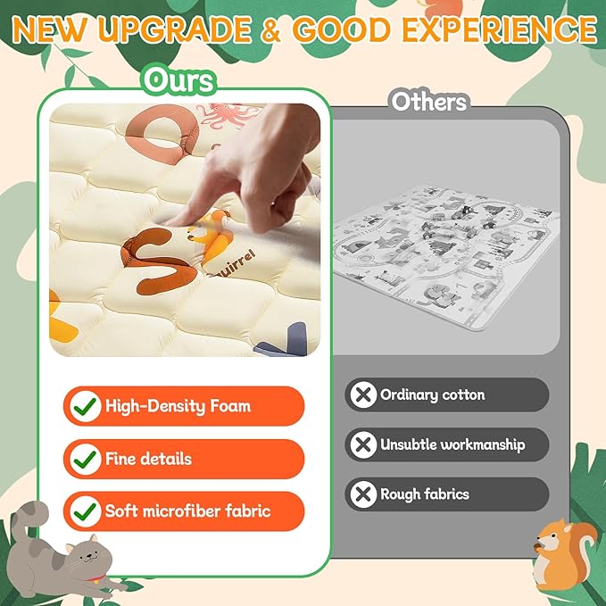 Baby Play Mats for Floor - 74”x50” Playmat for Baby and Toddlers Infants - Foam Play Mat - Infant Mats for Floor Play Thick - Tummy Time Floor Mat