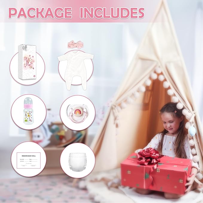 WOOROY Realistic Reborn Baby Dolls - 20 Inch Lifelike Newborn Baby Doll Girl Real Life Baby Dolls with Weighted Soft Body Gift Toy for Kids Age 3+