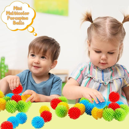 Civaner 40 Pieces Mini Spiky Porcupine Balls Multicolor Small Stress Relief Calming Toy Bright Hedge Balls Soft Colorful Fidget Sensory Toy for Home Office Birthday Party Favors Supplies