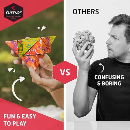 Geometric Origami Puzzle - Infinity Fidget Cube for Adults, Kids & Teens – Mesmerizing & Magnetic Shape Shifting Box w/ 48 Rare Earth Magnets - by Fun in Motion Toys (Twist)