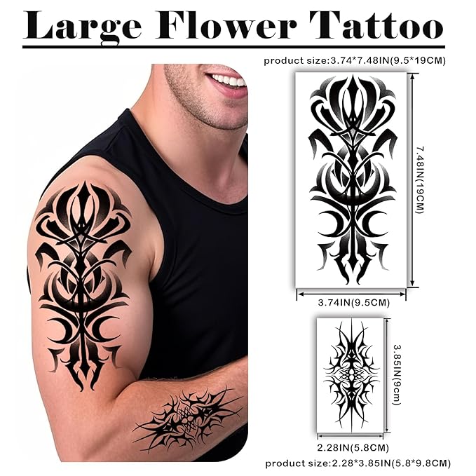 77 Sheets Temporary Tattoo, 17 Sheets Half Arm Cyber Sigil Fake Arm Leg Chest Tattoos for Adults Men Women, 60 Sheets Small Tattoos Stickers for Boys Girls Kids Body Art Design