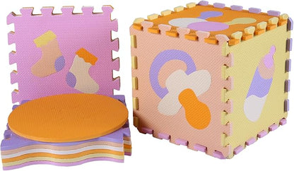 Foam Play Mat for Kids，25Pcs Square Interlocking Puzzle Floor Mat，Baby Play Mat Floor Mat Foam Puzzle Playmat for Toddlers with Fence（Comprehensive-CSH013