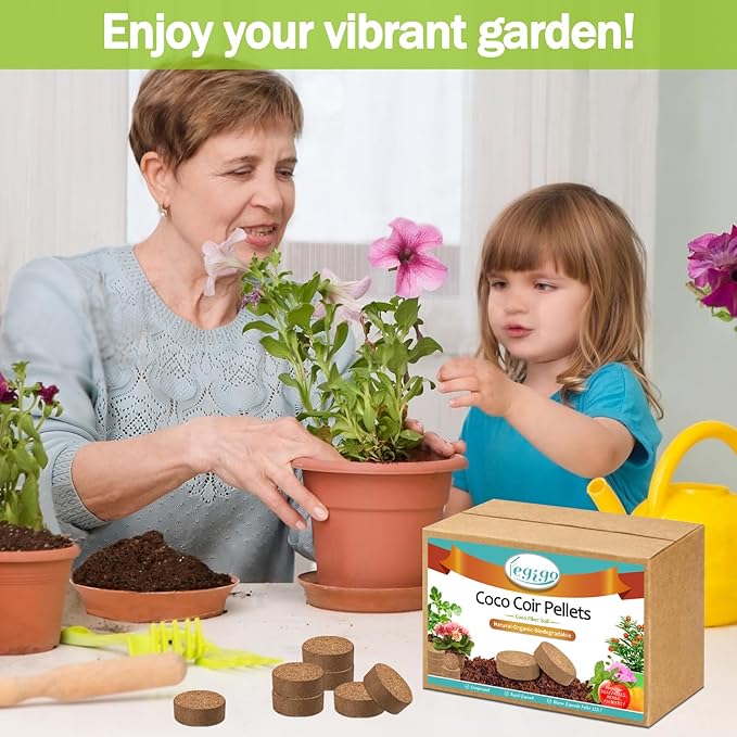 Legigo 100 Pcs 50mm Organic Coco Coir Pellets for Plants- Compressed Coconut Coir Potting Soil, Coco Fiber Pellets Coco Coir Soil for Planting, Garden, Bonsai, Herbs, Flower & Vegetables