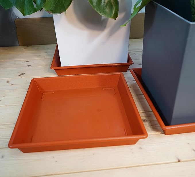 Square Plant Saucer 8 Inch 5 Pack, Plant Stand Plant Trays for Pots Heavy Duty Plastic Plant Saucers for Indoors Outdoors, Flower Pot No Holes Terracotta Plant Lover Gardening Gifts