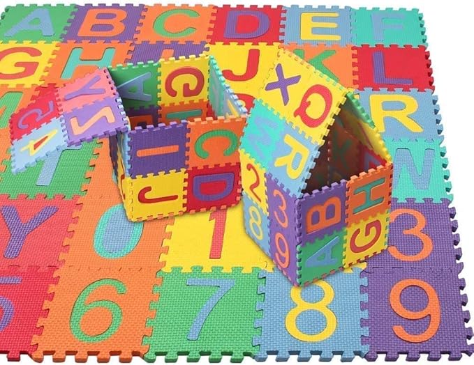 Kangler Kids Foam Puzzle Play Mat (36-Piece Set) 5.9inch x 5.9inch Interlocking EVA Floor Tiles with Alphabet and Numbers