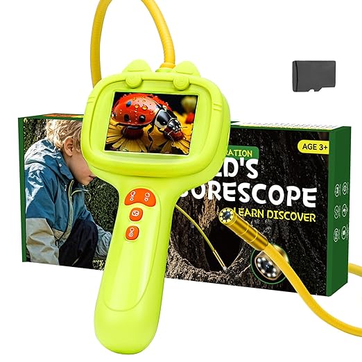 Kids Borescope Snake Camera with Light Toy,Outdoor STEM Science Toys, Nature Educational Exploration Toy Great Gifts for 4 5 6 7 8 9 10 Years Old Boys and Girls Birthday Camp Christmas(16G Card)