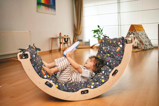 Climbing Arch Cushion Only | Cushion for Toddler Climbing Arch | Montessori Rocker | Toddler Floor Pillow for Kids (Space)