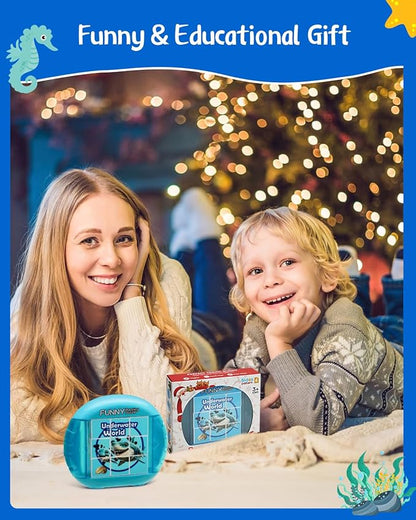 Rotating 3D Puzzle for Kids 3 4 5 6 7 Year Old, 4 Puzzles in 1, Handheld Game Fidget Toys for Travel, Cars & Plane, Fine Motor Skills Developing (Marine Life)